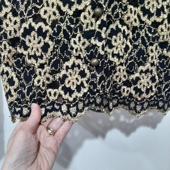 luxury Ann Ferriday vintage lace high neck button up coquette minimalist blouse - Picture 8 of 16